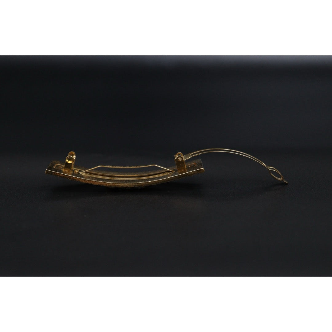 Include Authentic Detective Certificate of Authenticity｜Very Good ( Rank A)｜ CHANEL 98P Coco Mark  Diamond Pattern  Golden Hair Clip｜Y26040708