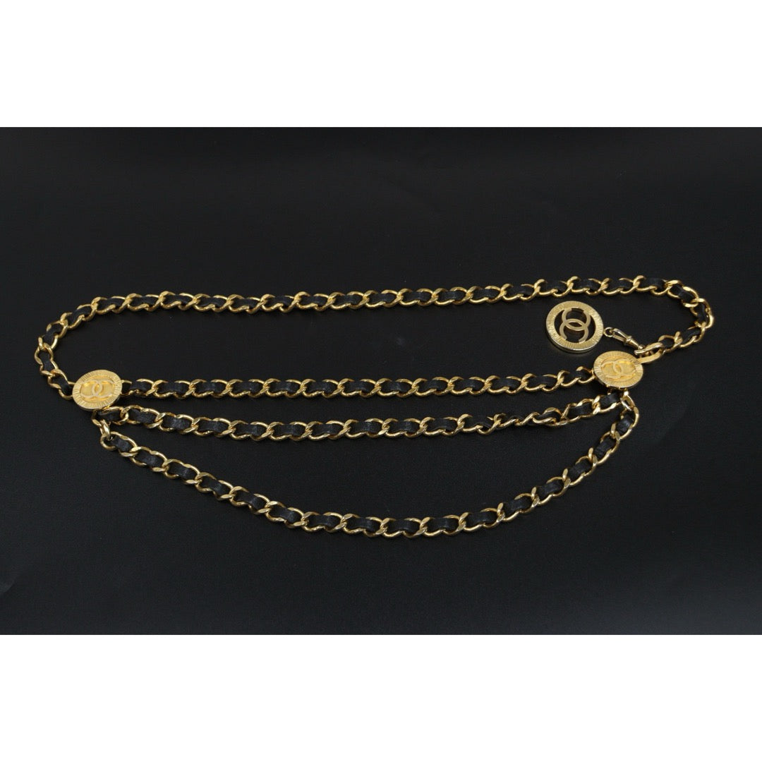 Very Good ( Rank A) ｜  CHANEL Vintage Matrasse  Coco Mark 24K Golden Plated Waist Chain｜S26030901
