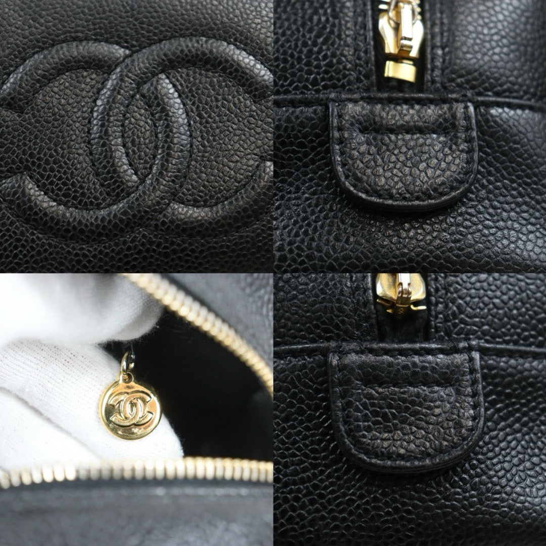 Include Entrupy Certificate of Authenticity｜Good ( Rank AB)｜ CHANEL Caviar Skin Vanity Case  Black Made In 1994-1996 Year｜26062901