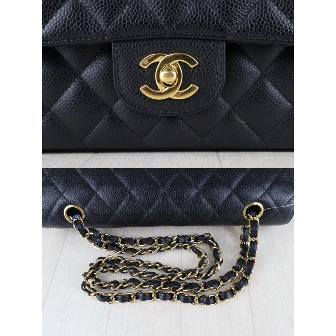 Include Entrupy Certificate of Authenticity｜Good ( Rank AB)｜ CHANEL Caviar Skin Calf Leather Double Flap 25 Shoulder Bag  Made In 2008-2009 Year｜S26061901