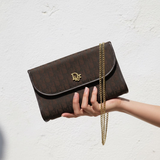 Include Entrupy Certificate of Authenticity｜Good ( Rank AB)｜ Dior  Trotter Vintage Chain  Shoulder Bag Brown｜26052104