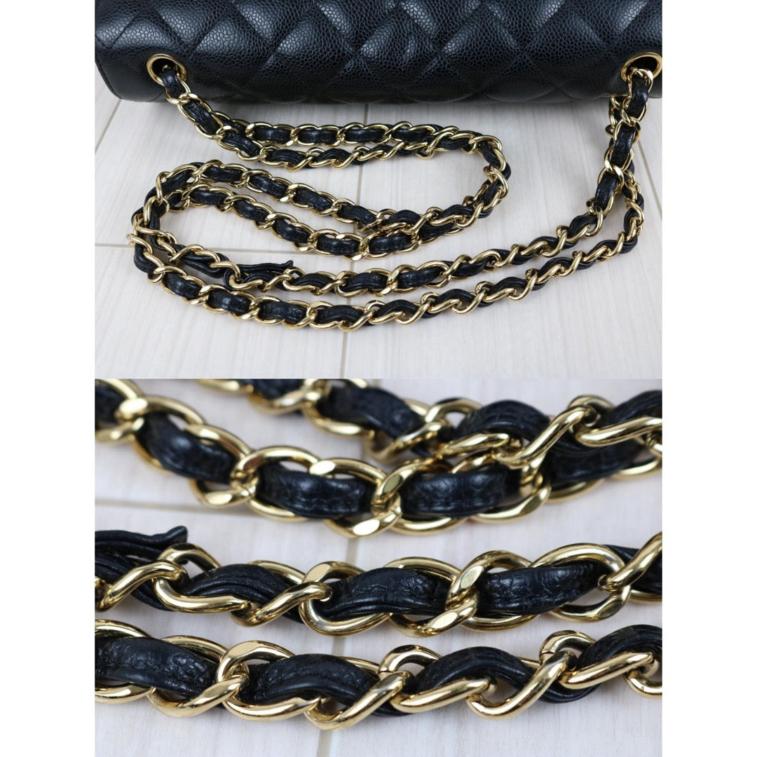 Include Entrupy Certificate of Authenticity｜Very Good ( Rank A)｜ CHANEL Matrasse Chain Caviar Skin Jumbo Black  Made In 2011Year｜S26060104