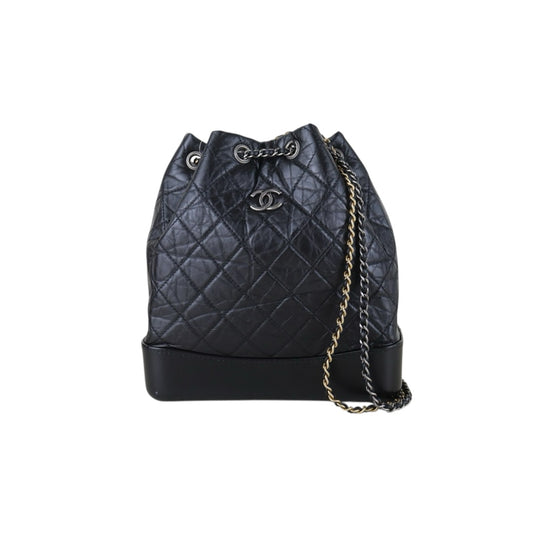 Include Entrupy Certificate of Authenticity｜Good ( Rank AB)｜ CHANEL Gabrielle Calfskin Chain Backpack MM Black Made In 2018-2019Year｜S26090733
