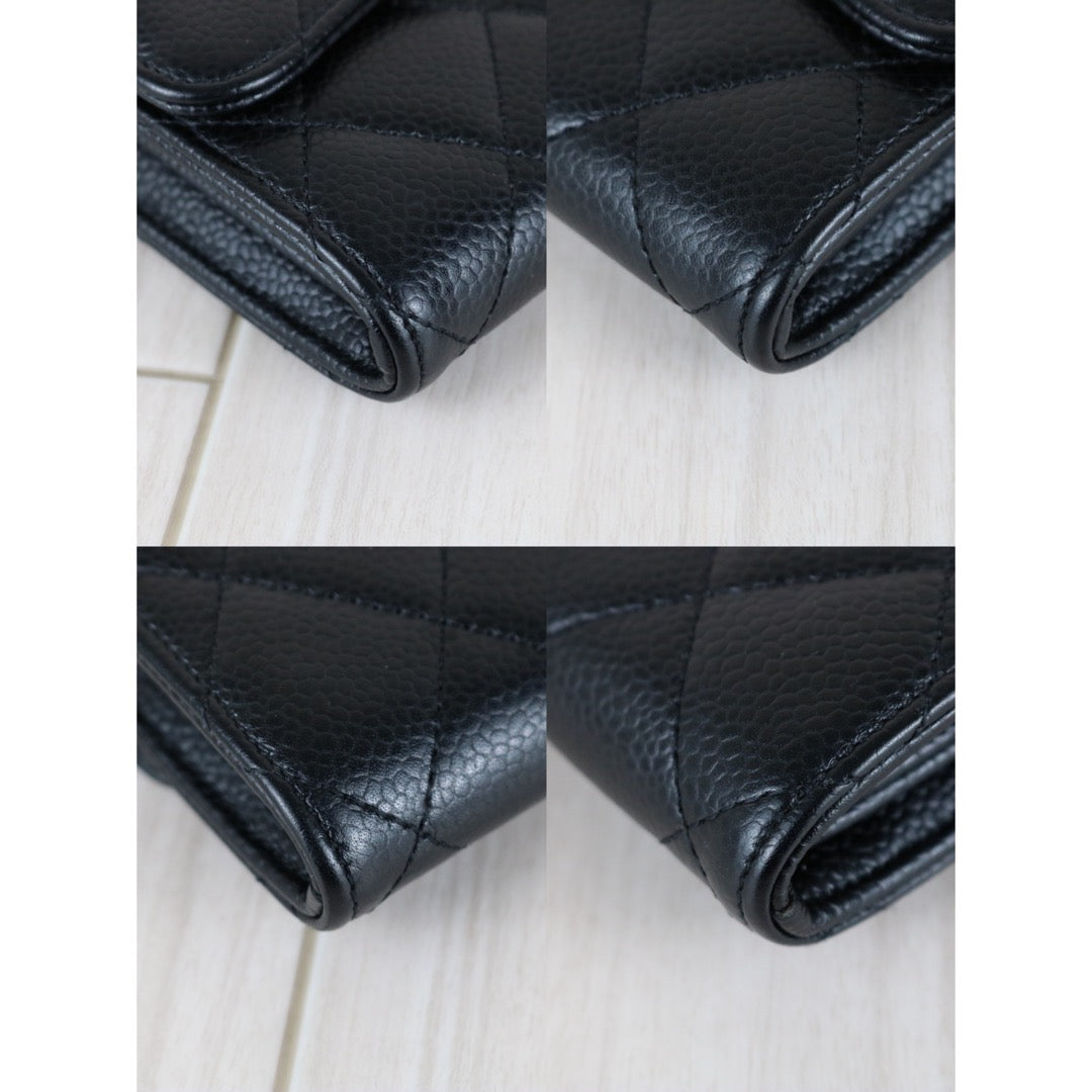 Very Good ( Rank A)｜CHANEL Caviar Skin Black Long Wallet Made In 2016-2017Year｜S26021401