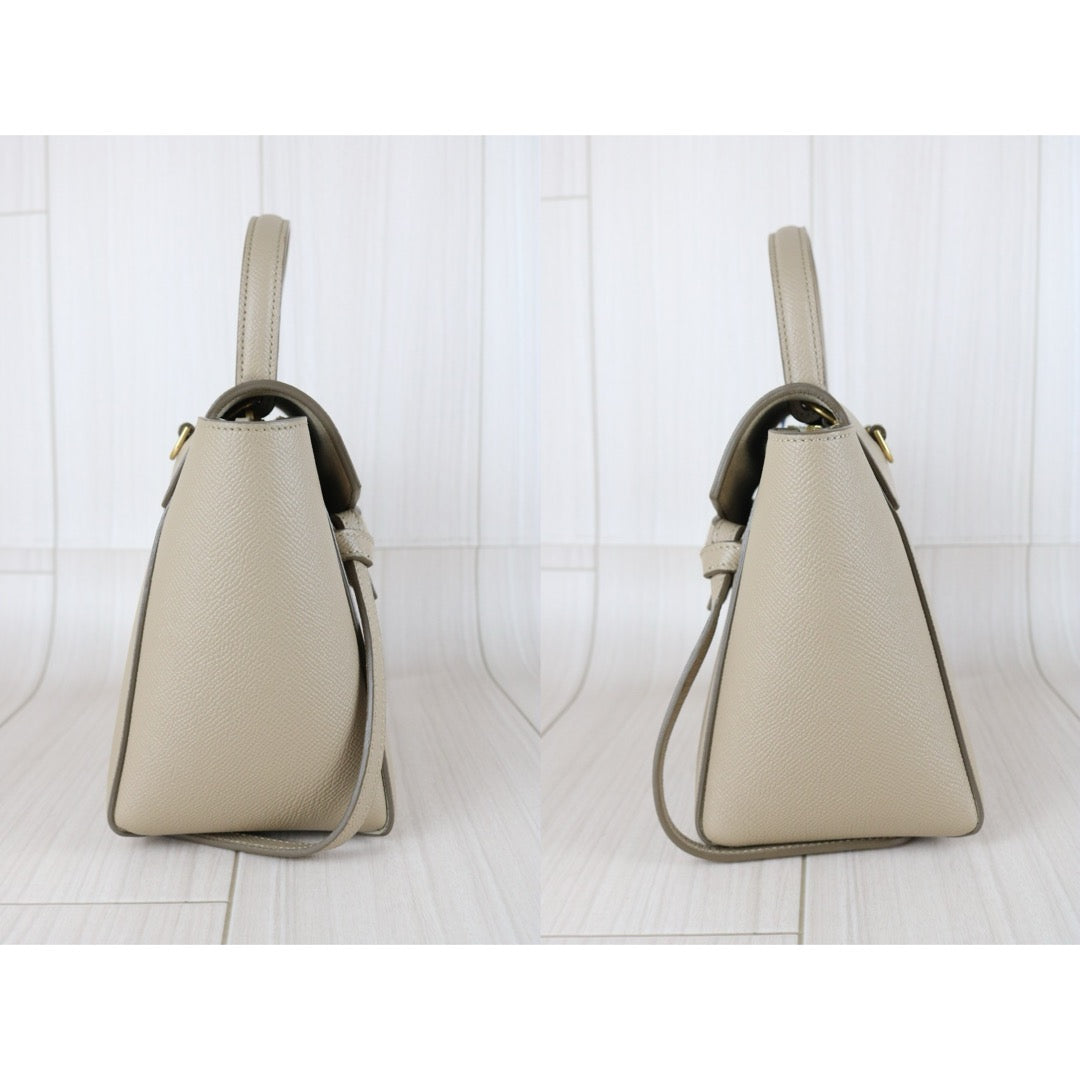 Very Good ( Rank A)｜CELINE Calf Leather  Belt Nano Handbag Shoulder Bag Beige｜S25102302