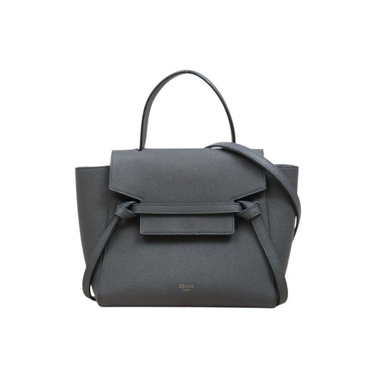 Good ( Rank AB)｜CELINE Calf Leather  Belt Nano Handbag Shoulder Bag Etoupe Grey｜S26030904