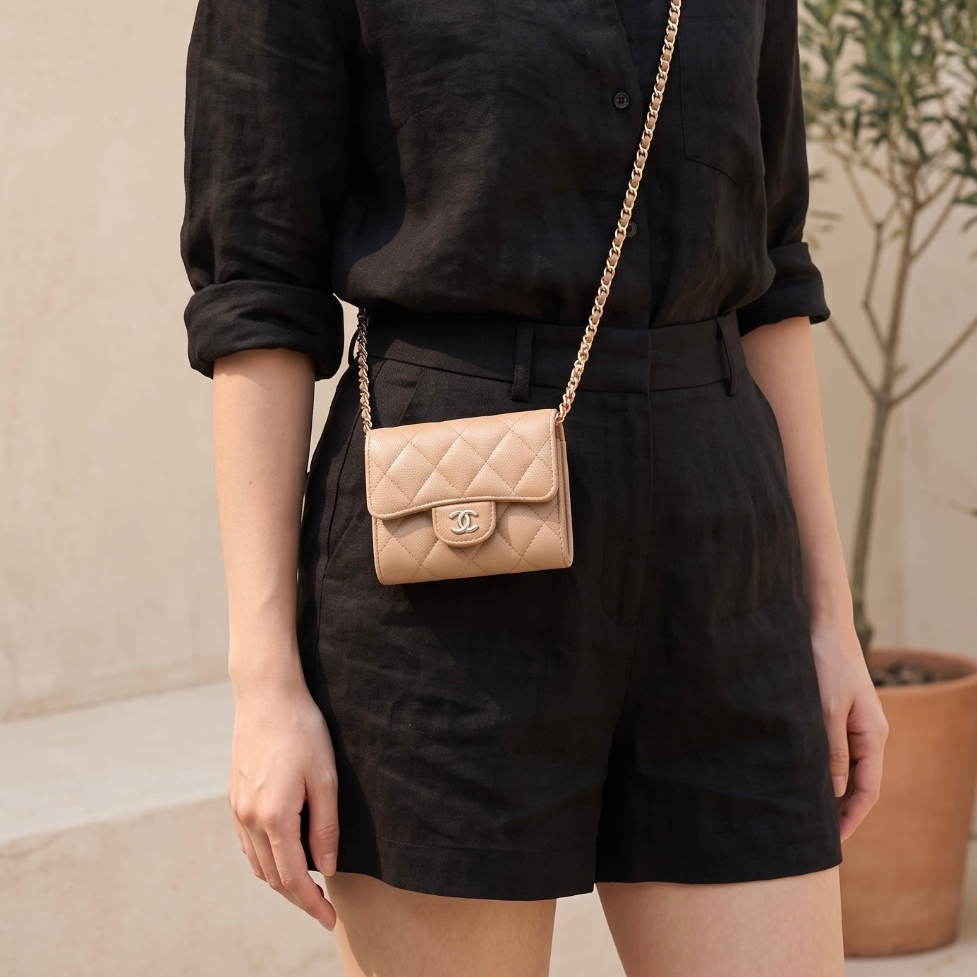 Include Entrupy Certificate of Authenticity｜Good ( Rank AB)｜Chanel Caviar Skin Nude Brown  Wallet IC Chips Model ｜S26072535