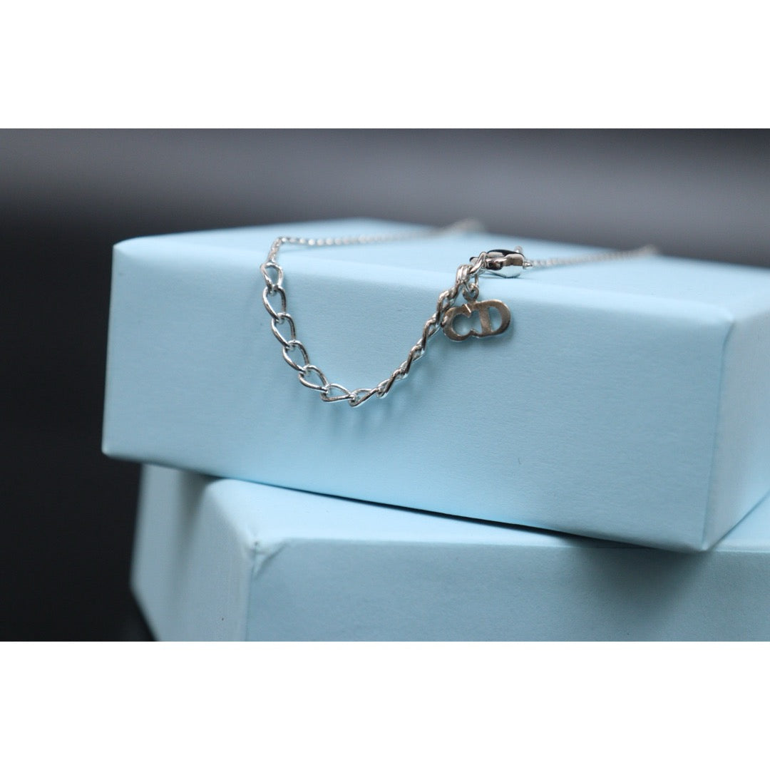 Very Good ( Rank A) ｜ Dior CD  Rhinestone Necklace Silver ｜V25121117