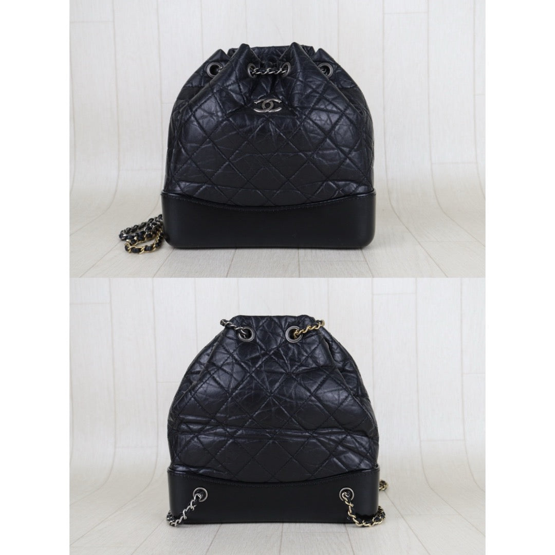Include Entrupy Certificate of Authenticity｜Good ( Rank AB)｜CHANE Calf Leather Gabrielle Aged Backpack  Black Made in 2019-2020Year｜S26040502