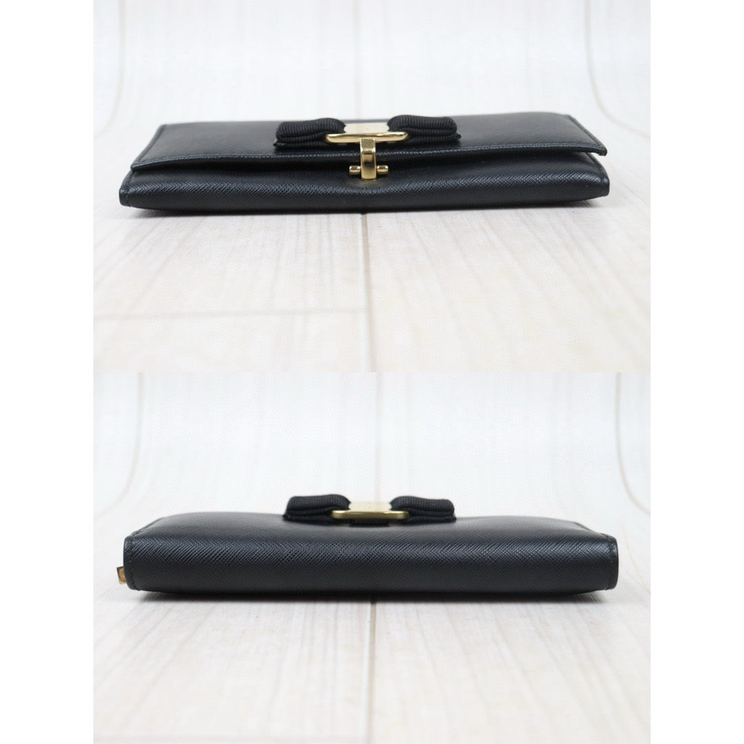 Good ( Rank AB) ｜Ferragamo Leather Calf Black Long Wallet｜S24111207