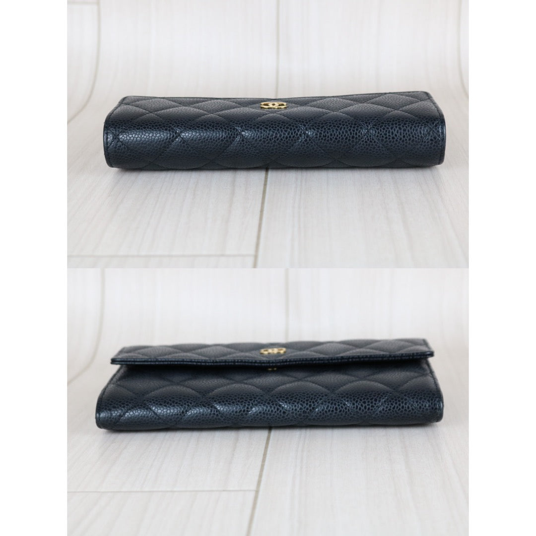 Very Good ( Rank A)｜Full Set CHANEL Caviar Skin Black Long Wallet Made In 2015-2016Year｜X25120702