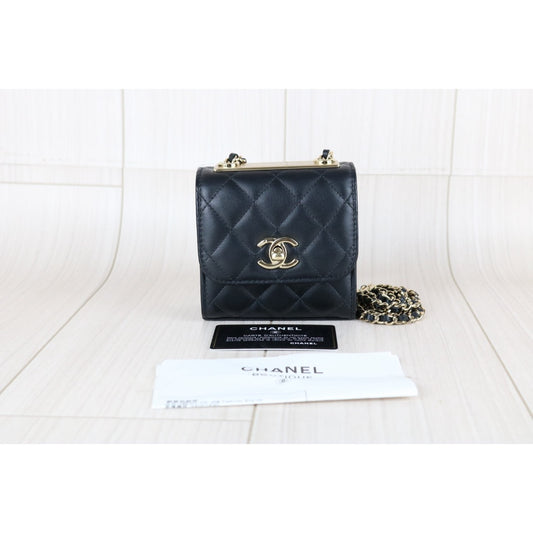 Very Good ( Rank A)｜ CHANEL Matelasse Chain Lamb Skin Trandy CC mini Box Black Made In 2019Year ｜W25081403