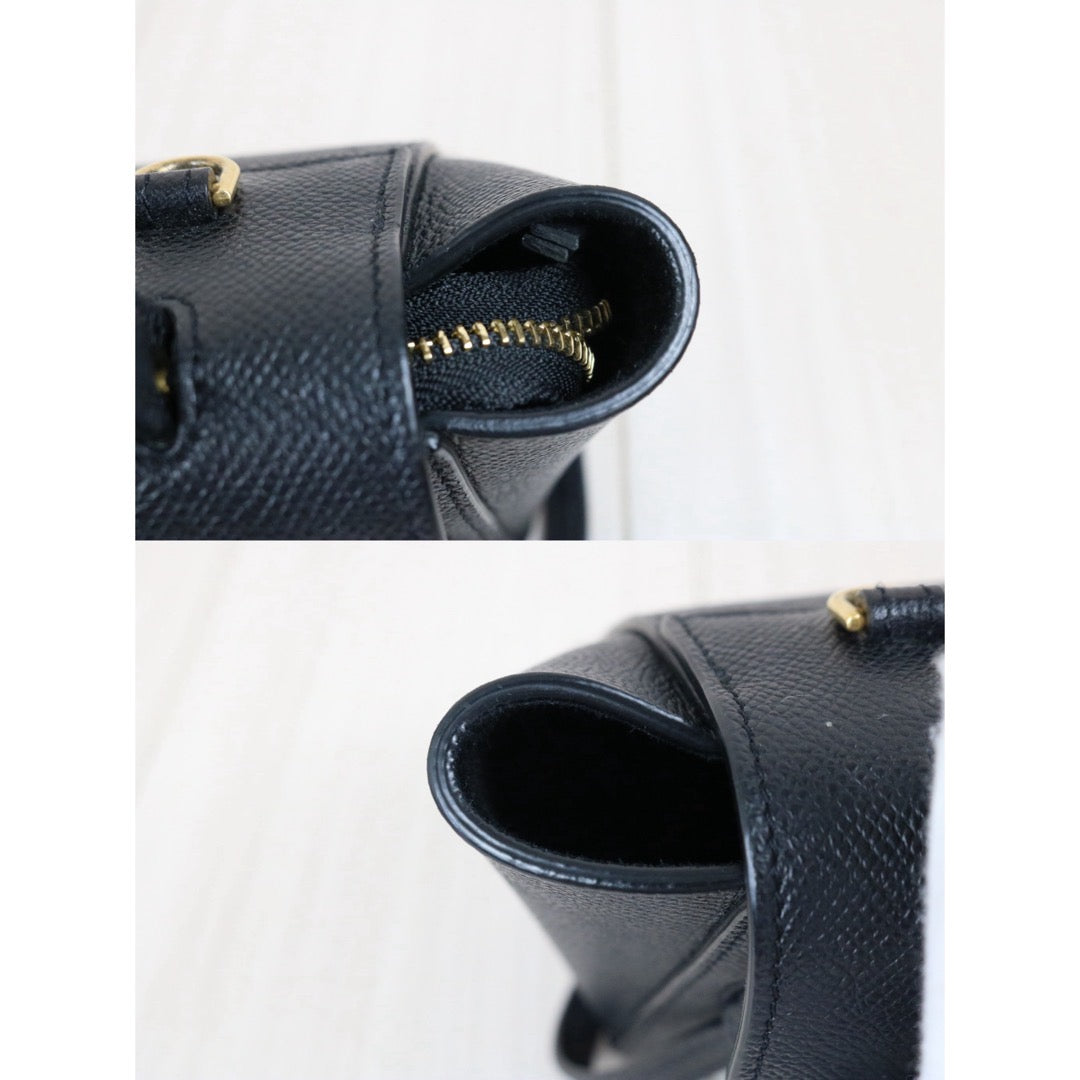 Include Entrupy Certificate of Authenticity｜Good ( Rank AB)｜CELINE Calf Leather  Belt Nano Handbag Shoulder Bag Black｜X26072549