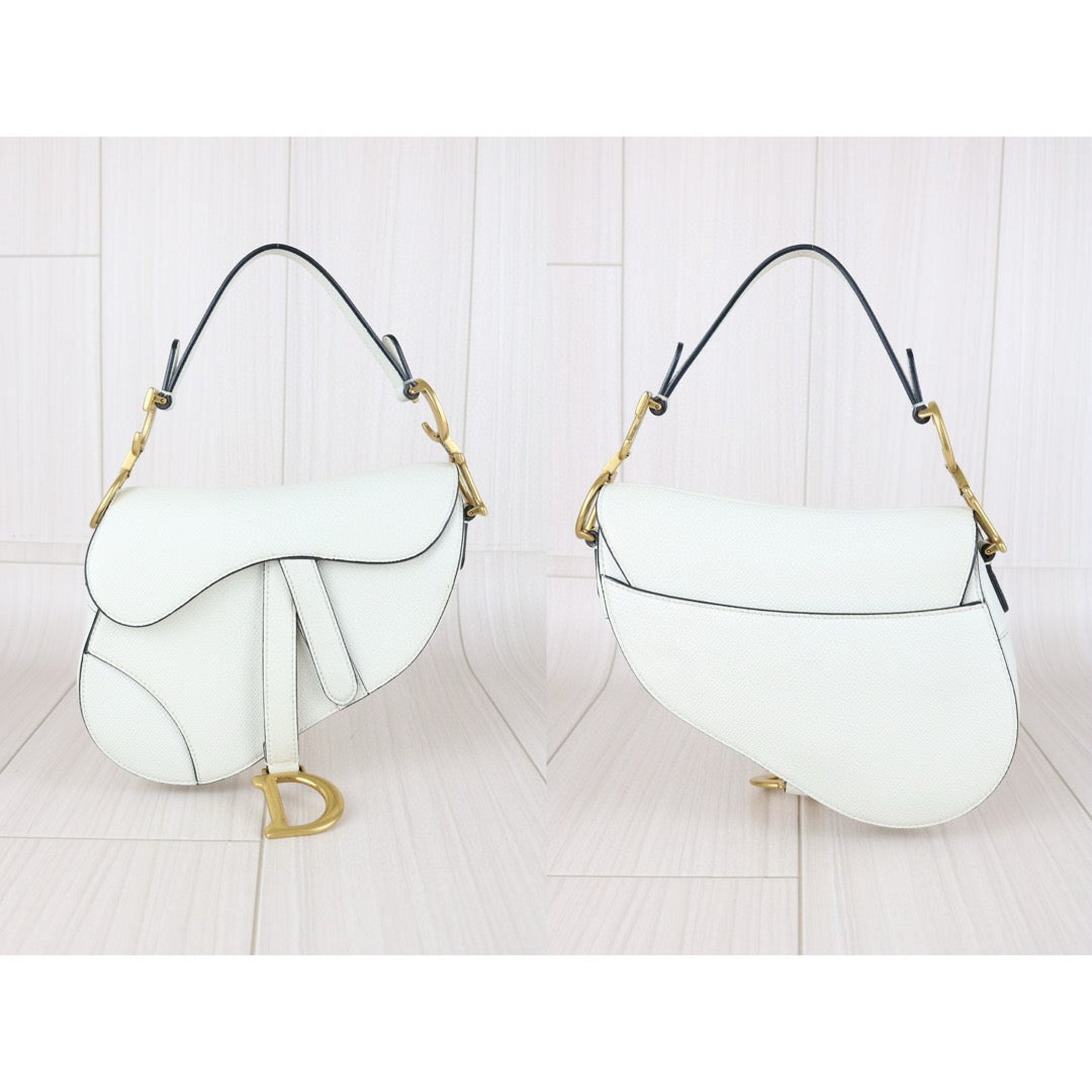 Good ( Rank AB)｜  Dior Calfskin Medium Saddle Bag White   ｜B25041501
