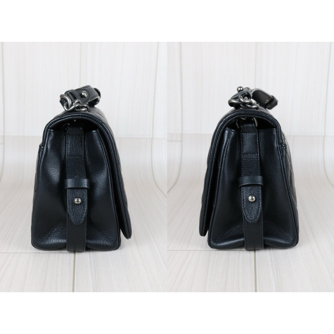 Very Good ( Rank A)｜ CHANEL City Rock Goatskin Single Flap Chain Shoulder Bag Black Made In 2015-2016 Year｜X25041402