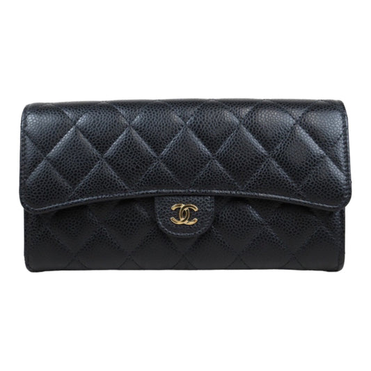 Rank SA ｜CHANEL Caviar Skin Black Long Wallet Made In 2018-2019 Year｜S23121103