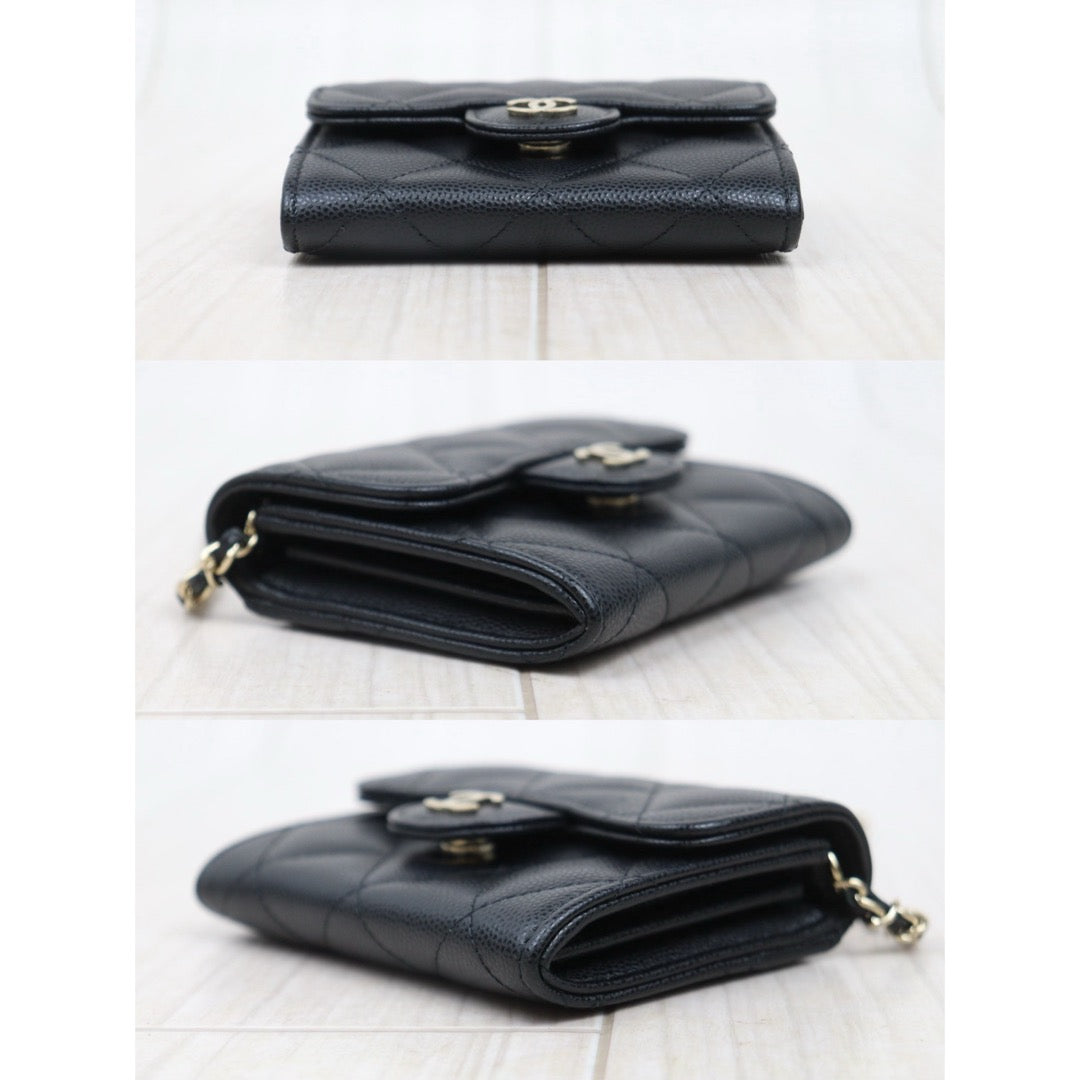 Excellent（Rank SA）｜CHANEL Caviar Skin Matelasse  Chain Mini WOC Black  Made in 2021-2022 Year ｜S25071004