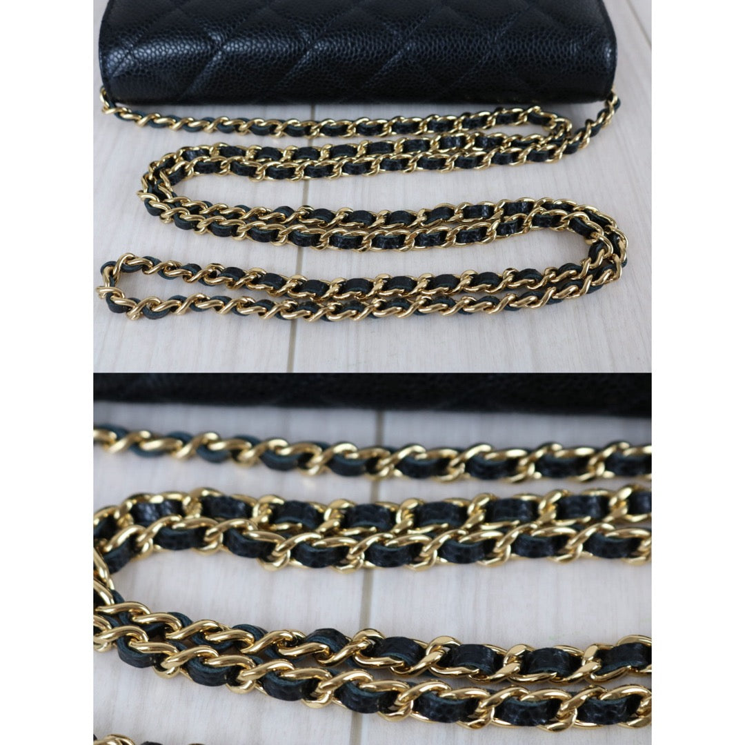 Include Entrupy Certificate of Authenticity｜Excellent（Rank SA）｜Full Set CHANEL Caviar Skin WOC 19 Chain Bag Black Made In 2020Year｜S26073001