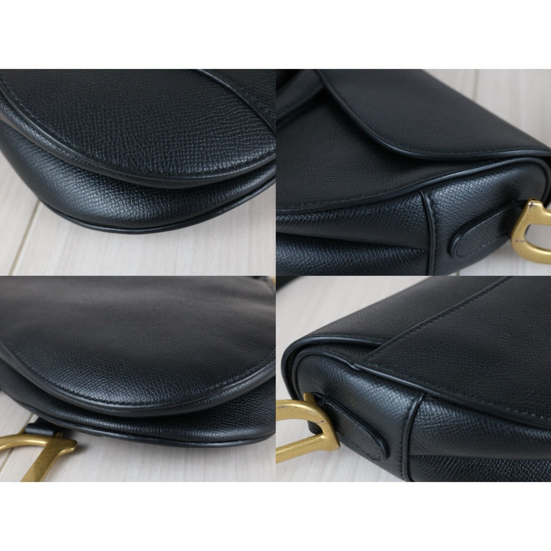 Very Good ( Rank A)｜Dior Trotter Saddle Shoulder Bag Medium Black Current Model｜S25090403