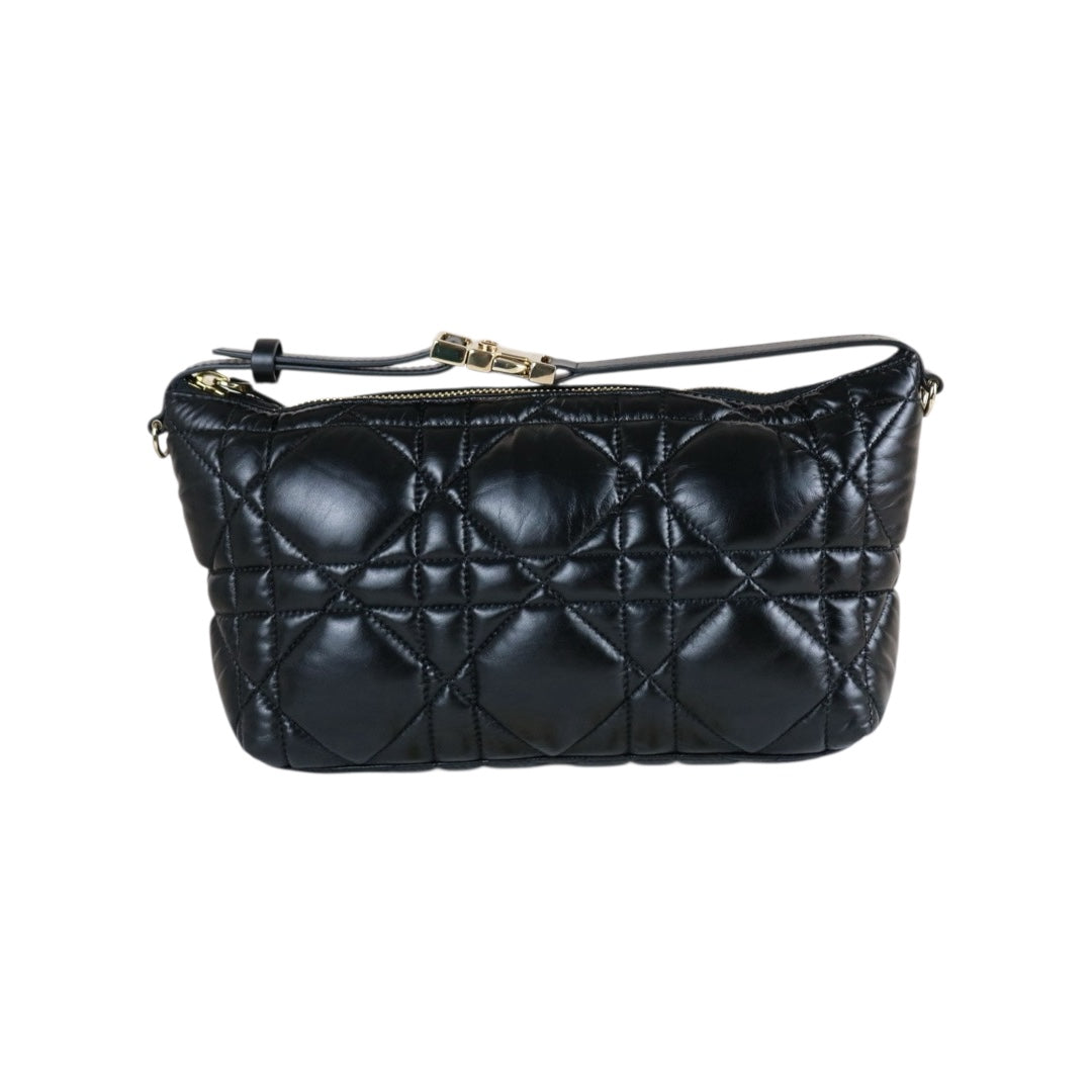 Include Entrupy Certificate of Authenticity｜Very Good ( Rank A) ｜  Dior Lady Dior Lamb Skin Monad Bag In Cannage Pattern Handbag  Black ｜S26070302
