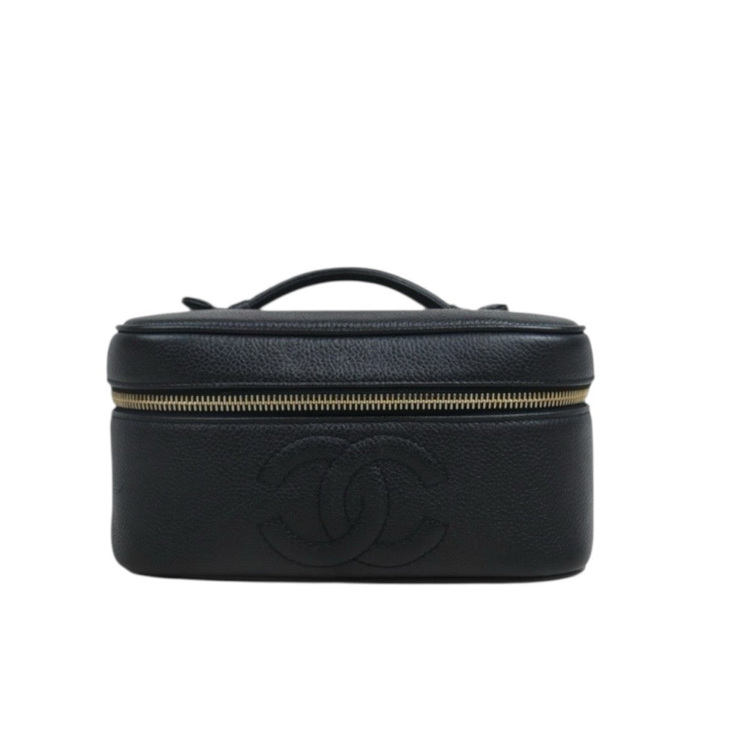 Include Entrupy Certificate of Authenticity｜Good ( Rank AB)｜ CHANEL Caviar Skin Vanity Case  Black Made In 1994-1996 Year｜26072403
