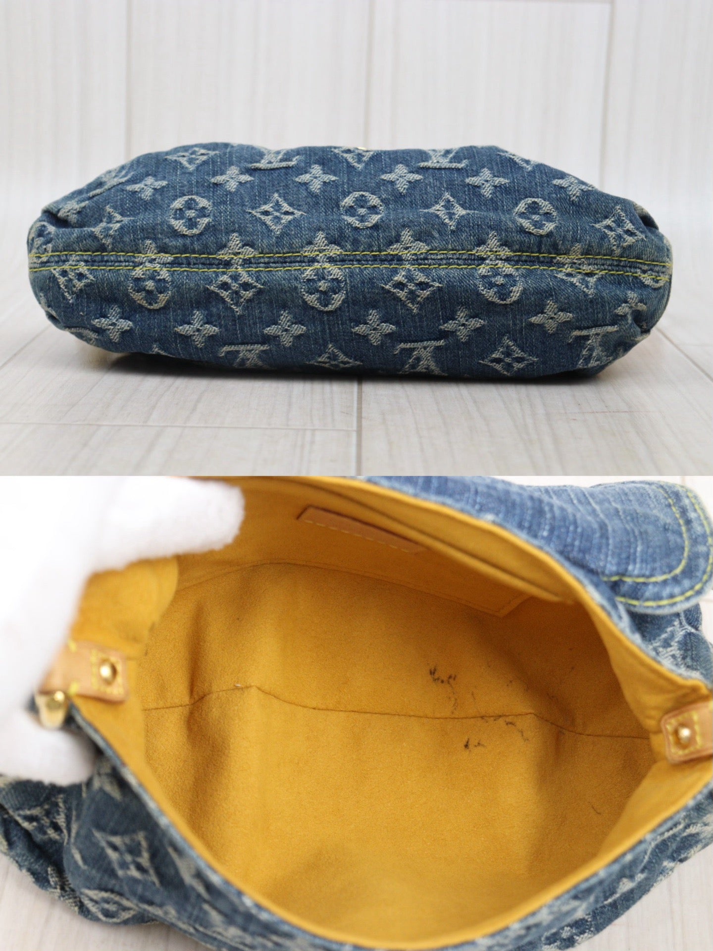 Good ( Rank AB) ｜LV Monogram Denim Mini Pleaty Shoulder Bag Blue｜P25071804