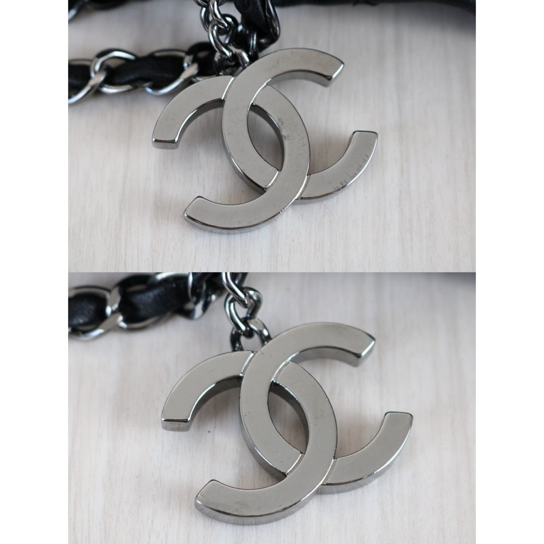 Include Entrupy Certificate of Authenticity｜Good ( Rank AB) ｜ CHANEL  Lamb Skin Matrasse Chain 2 Way ToteBag Shoulder Bag Black Made In 2011Year ｜S26030813