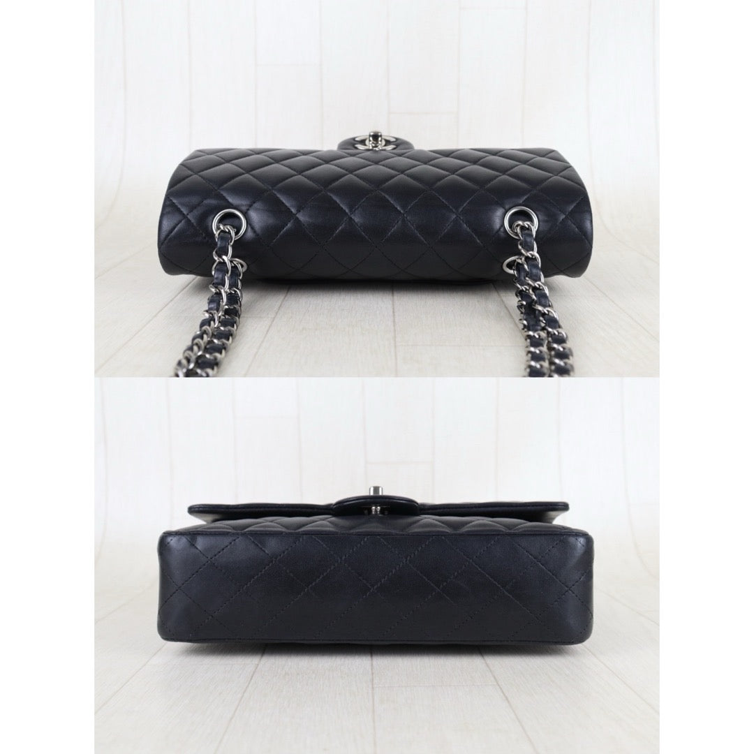 Include Entrupy Certificate of Authenticity｜Good ( Rank AB)｜ CHANEL Lamb Skin Double Flap Shoulder Bag Black Made in 2014 Year｜S26051301