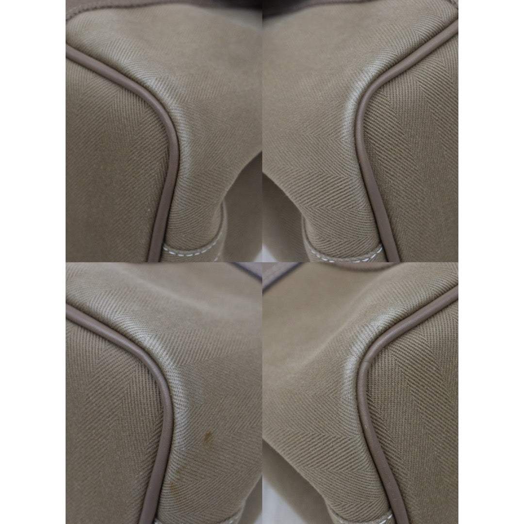 Good ( Rank AB)｜ HERMES Valparaiso Canvas Milk Tea Brown HandBag With Pouch PM｜25102004
