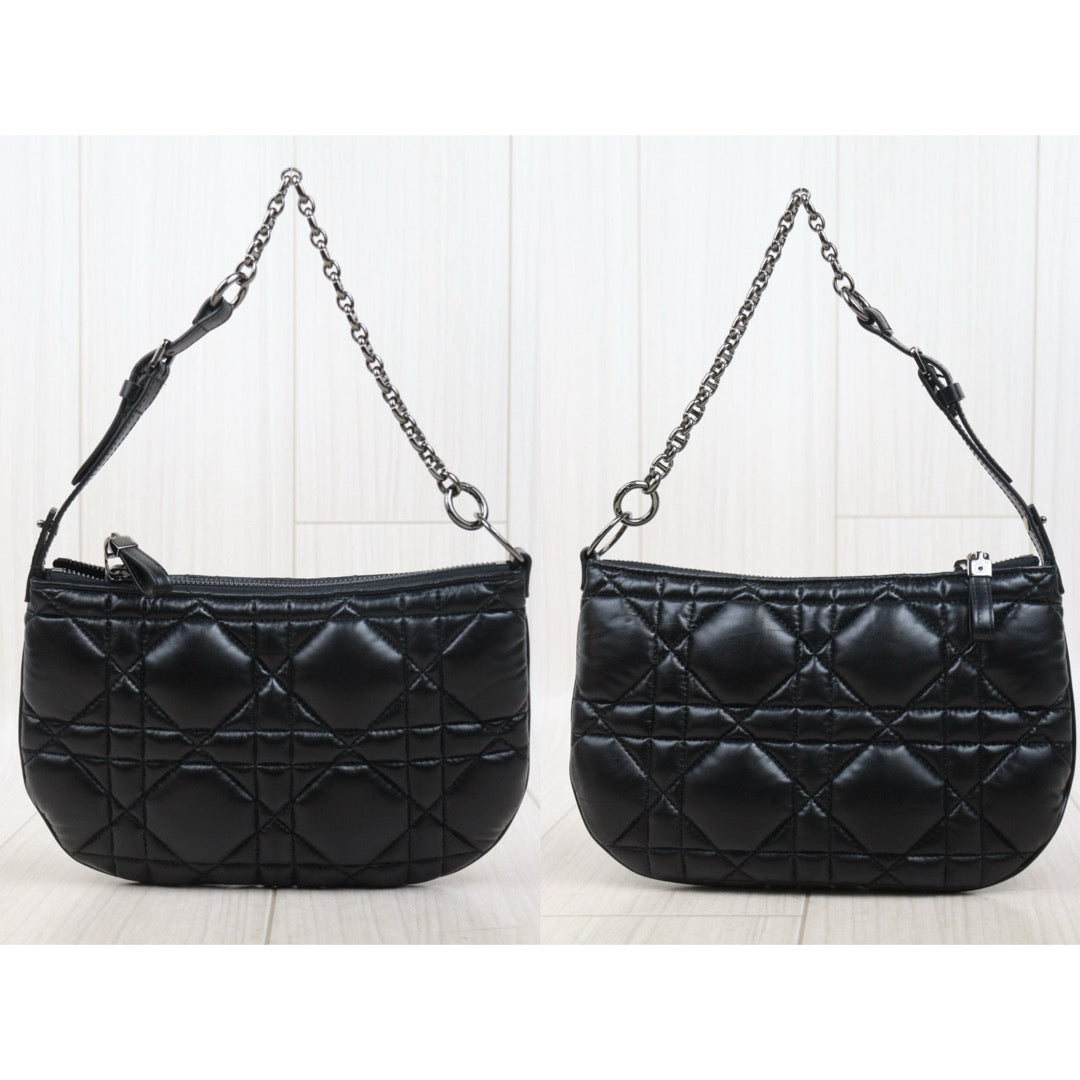 Very Good ( Rank A) ｜Dior Caro Tulip Matelasse Chain Calf Leather Shoulder Bag  Black  ｜P25071806
