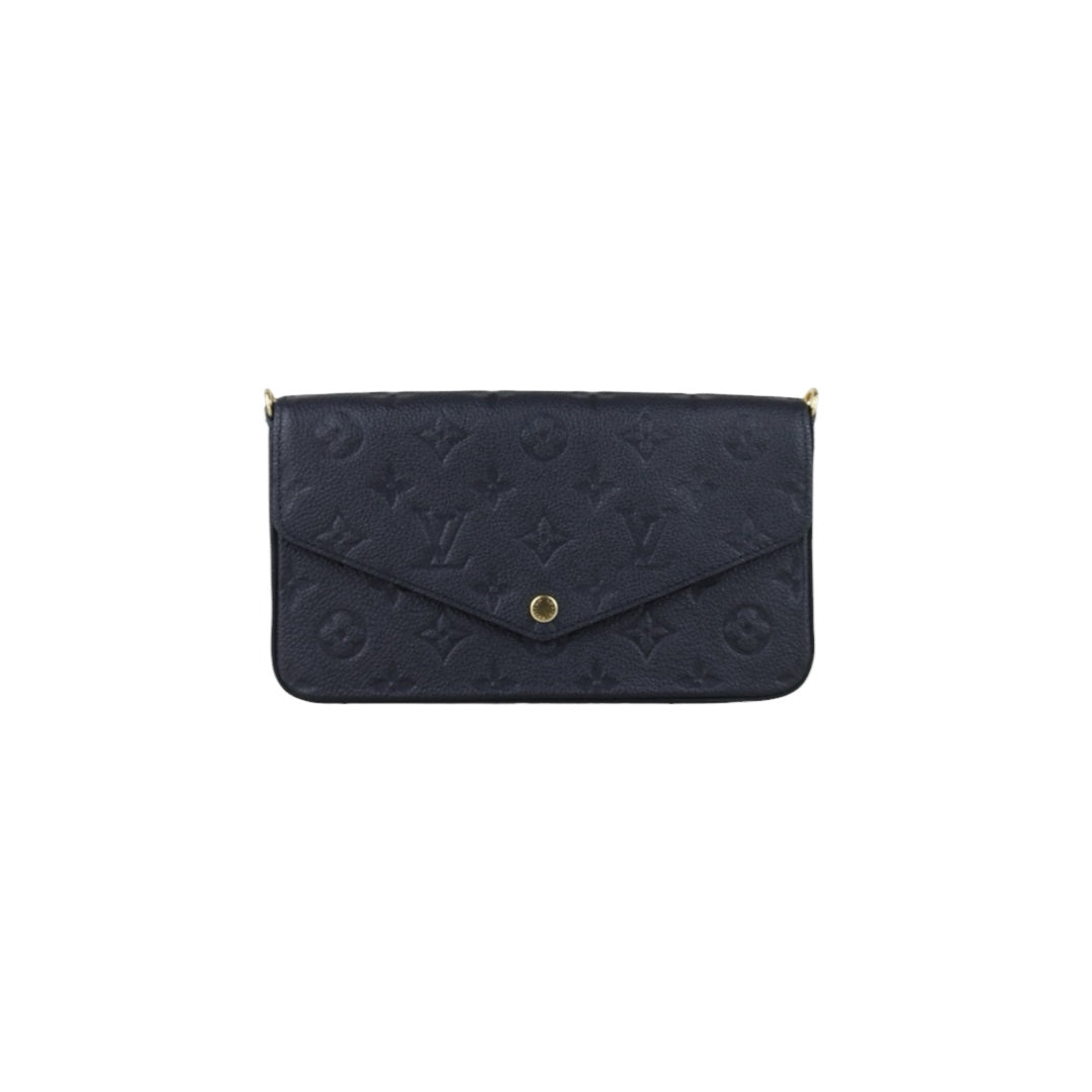 Include Entrupy Certificate of Authenticity｜Very Good ( Rank A)｜Full Set Louis Vuitton Monogram Empreinte Pochette Felicie Shoulder Bag Black  IC Chips Model｜S26060132