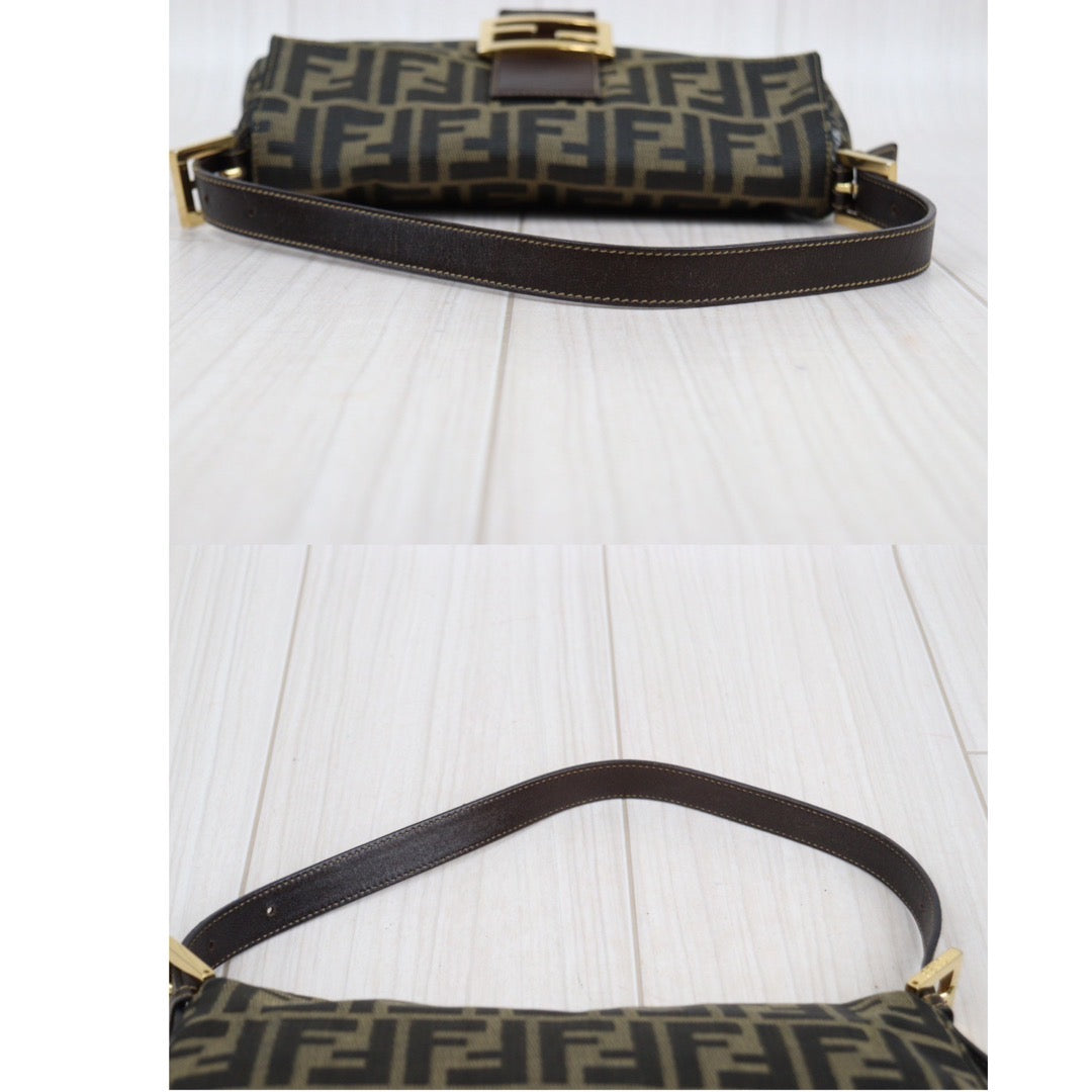 Rank A｜ FENDI Zucca Mamma Baguette Shoulder Bag Gold Hardware｜24030108