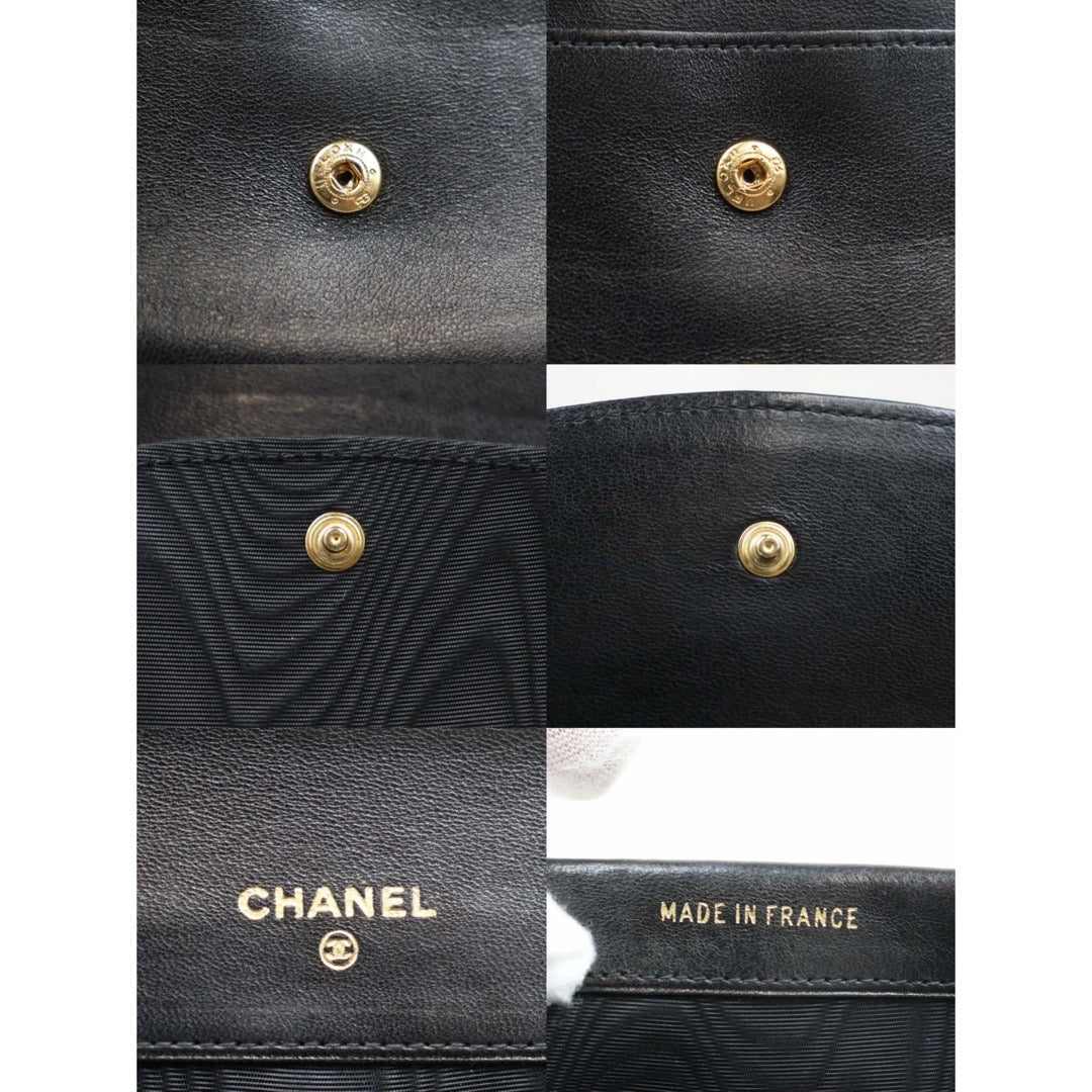 Good ( Rank AB)｜CHANEL Lambskin Black Long Wallet Made In 1991-1994 Year｜W24120911