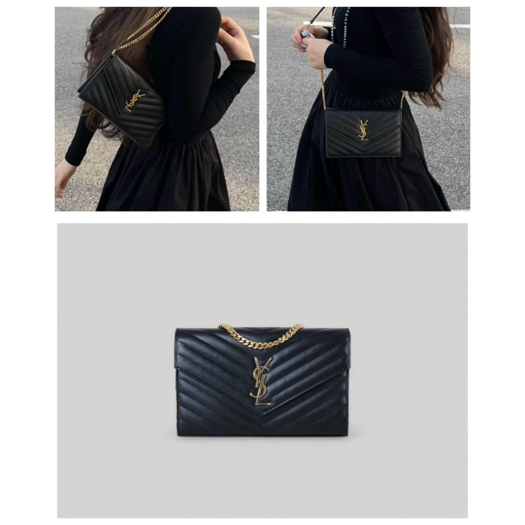 Good ( Rank AB)｜Saint Laurent YSL Caviar Skin Shoulder Bag Black｜X25060305