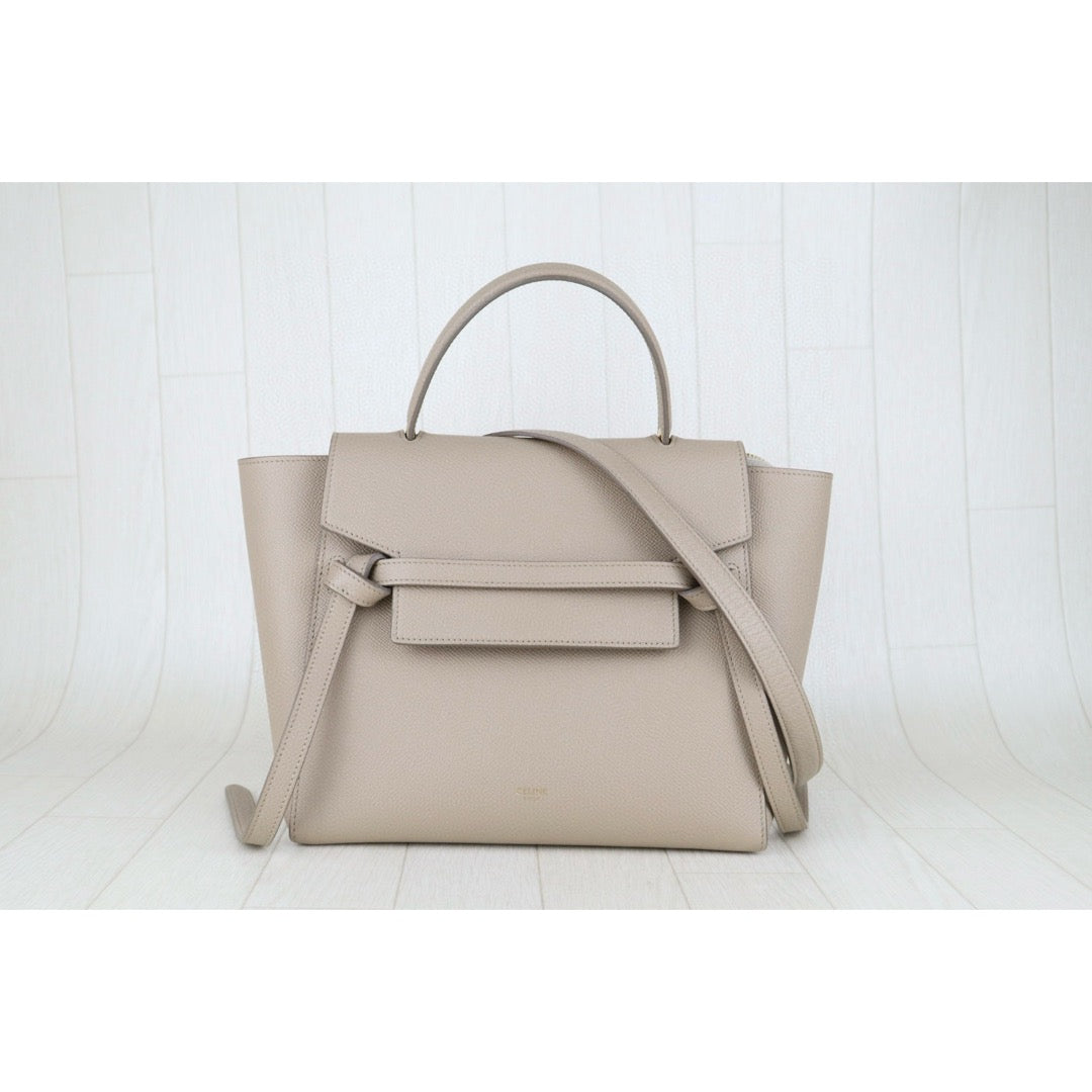 Very Good ( Rank A)｜CELINE Calf Leather Belt Micro Handbag Shoulder Bag Beige｜S25051303