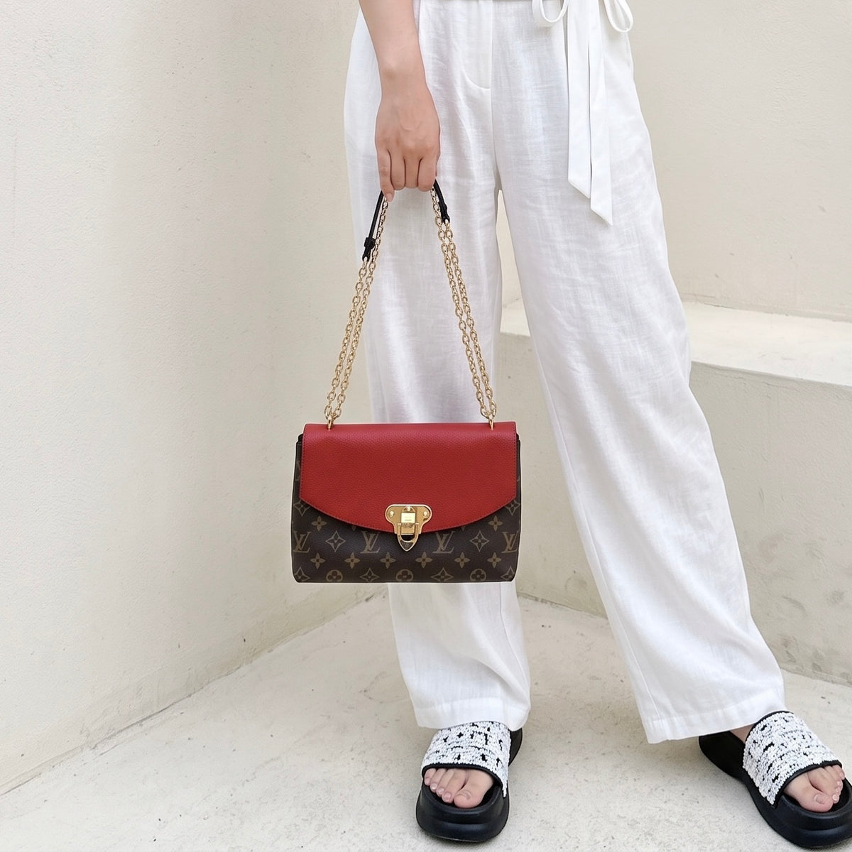 Include Entrupy Certificate of Authenticity｜Good ( Rank AB) ｜Louis Vuitton Monogram Sanit Placide Cerise Shoulder Bag ｜S26090728