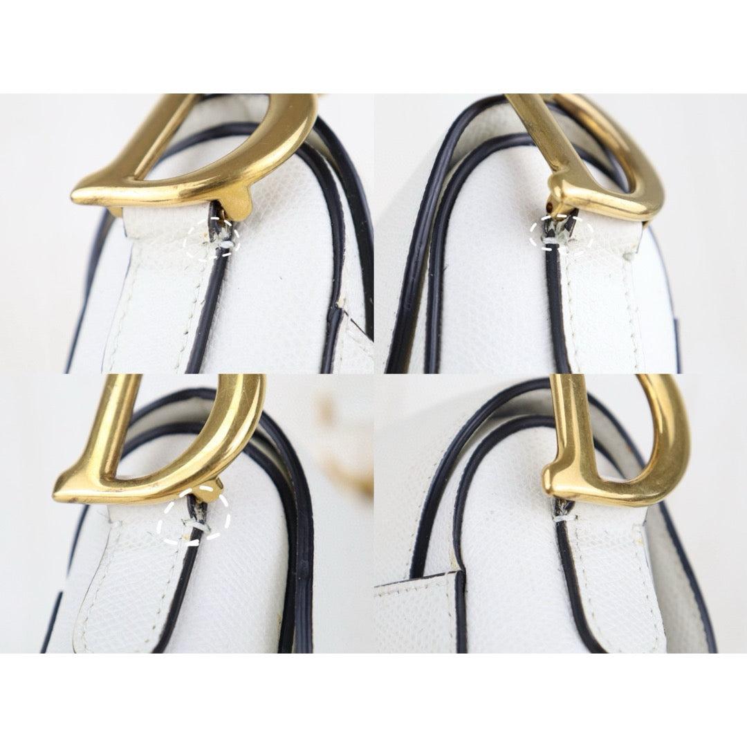 Good ( Rank AB)｜  Dior Calfskin Medium Saddle Bag White   ｜H25042219