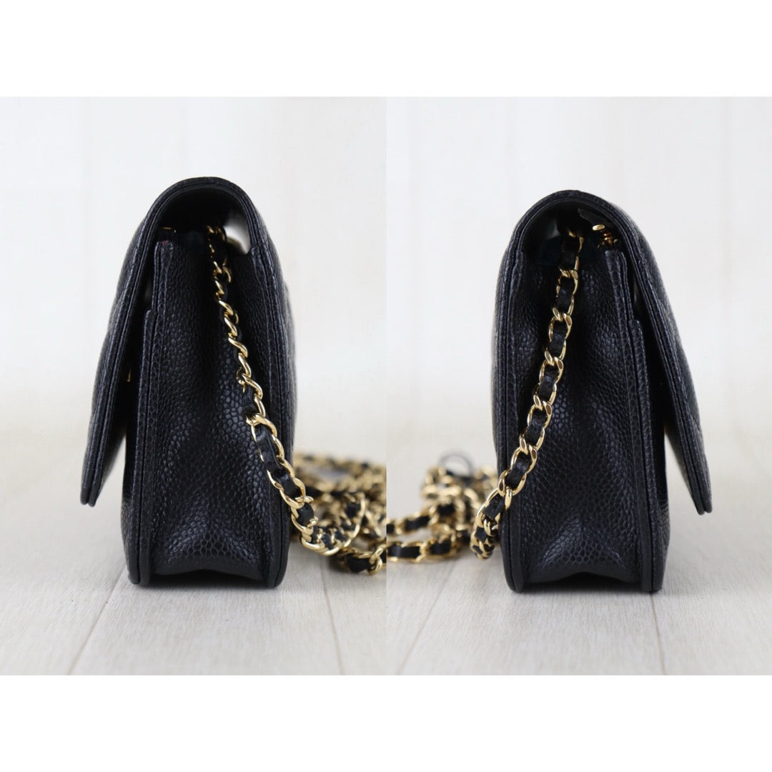 Include Entrupy Certificate of Authenticity｜Very Good ( Rank A)｜CHANEL Caviar Skin WOC Chain Bag Black  IC Chips ｜S26090703