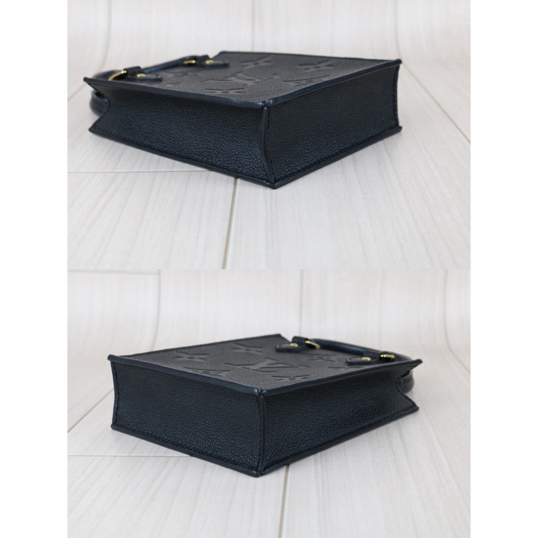 Include Entrupy Certificate of Authenticity｜Very Good ( Rank A)｜Louis Vuitton Monogram Empreinte Petit Sac Plat MINI Tote Bag Shoulder Bag Black IC Chips Model｜S26053006