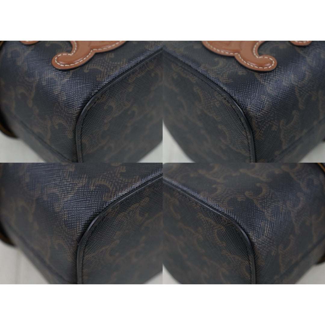 Include Entrupy Certificate of Authenticity｜Very Good ( Rank A)｜ CELINE Macadam Box Triomphe Shoulder Bag ｜S26071504