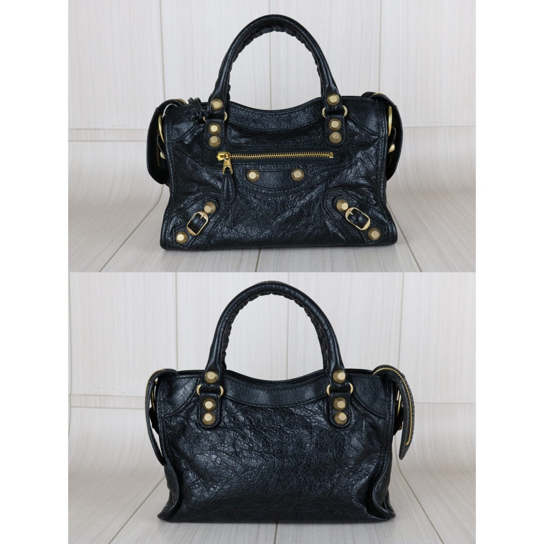 Good ( Rank AB)｜Balenciaga Goatskin edge Mini Classic City Black HandBag Shoulder Bag ｜S26012701