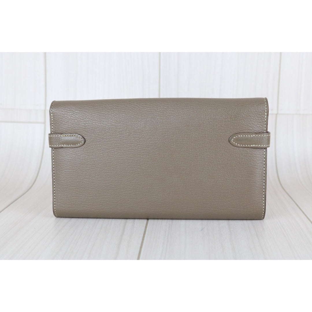 Excellent（Rank SA)｜ HERMES Epson Skin Kelly Wallet Blue Jean □Q Stamp Made In 2013Year｜W25081404