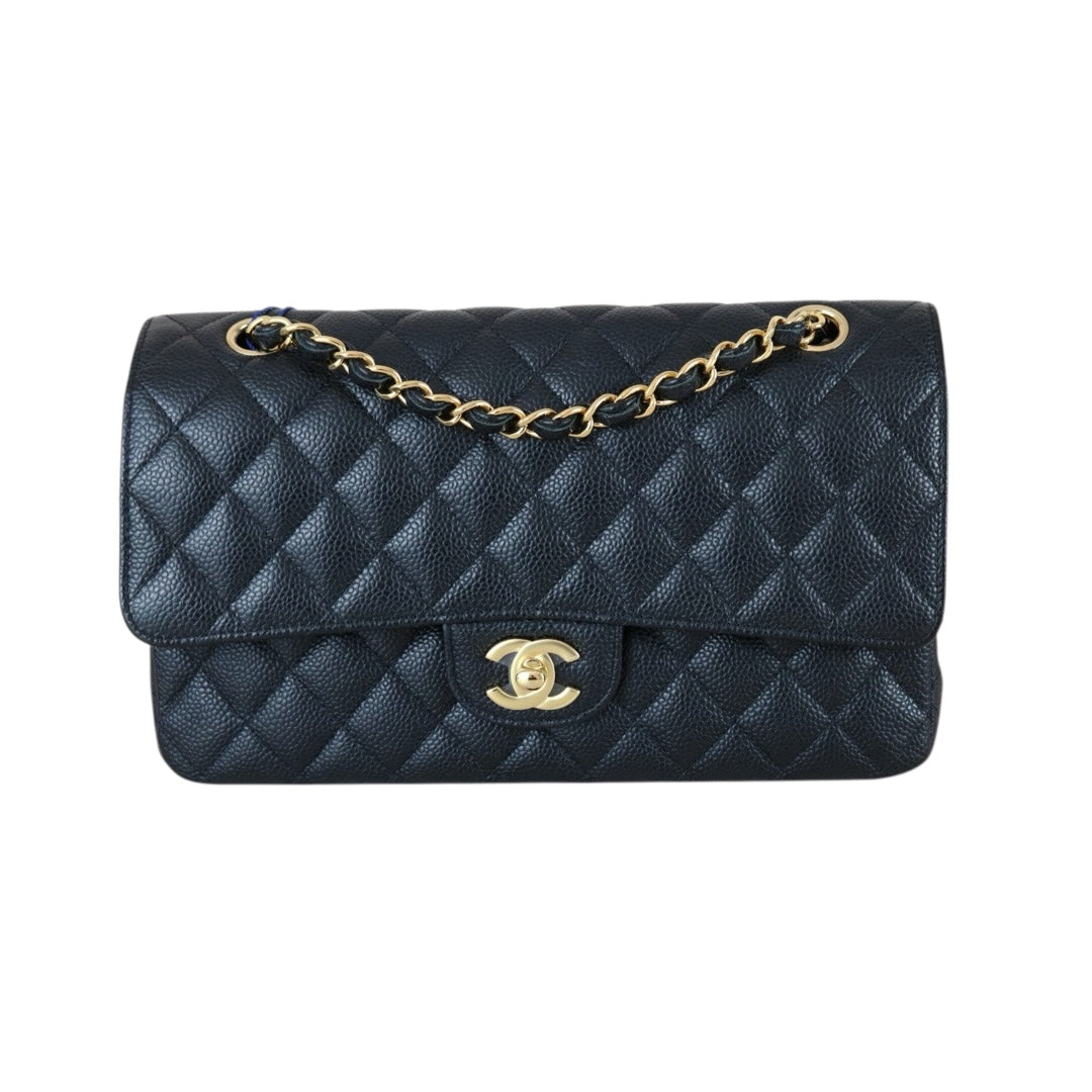 Excellent（Rank SA）｜   CHANEL Caviar Skin  Matrasse Double Flap 25 Shoulder Bag Black Made In 2014-2015Year｜S26030601