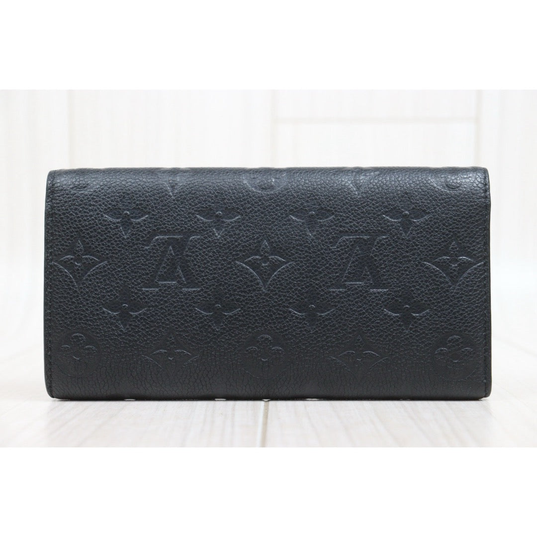 Include Entrupy Certificate of Authenticity｜Good ( Rank AB)｜ Louis Vuitton Monogram Empreinte Emilie Long Wallet Black｜26051402