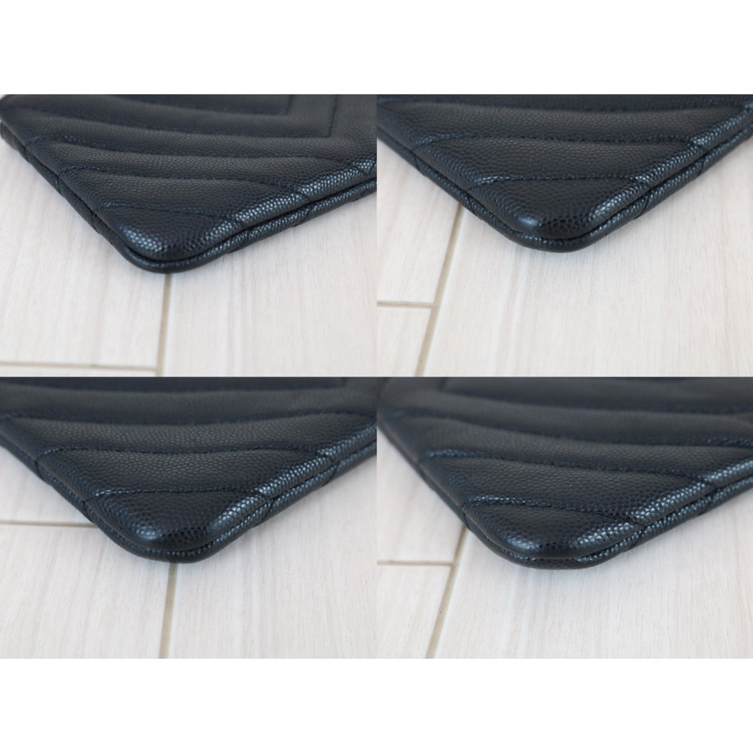 Good ( Rank AB)｜CHANEL Caviar Skin Calf Leather Card Holder Coin Purse Black Made In 2017Year｜X26030107