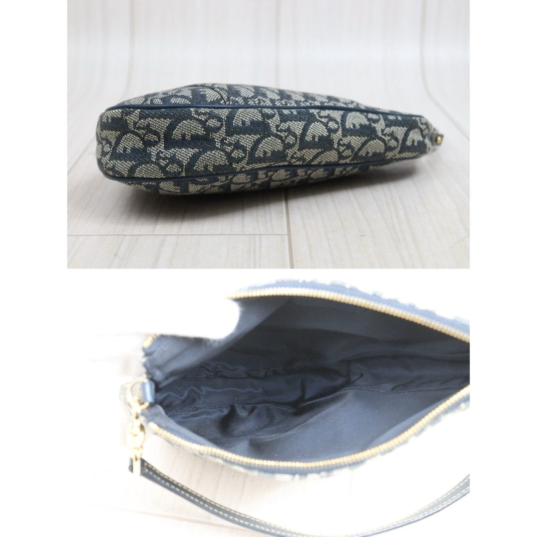 Include Entrupy Certificate of Authenticity｜Good ( Rank AB) ｜ Dior Trotter Saddle Pochette Blue Shoulder Bag Small｜S26060613