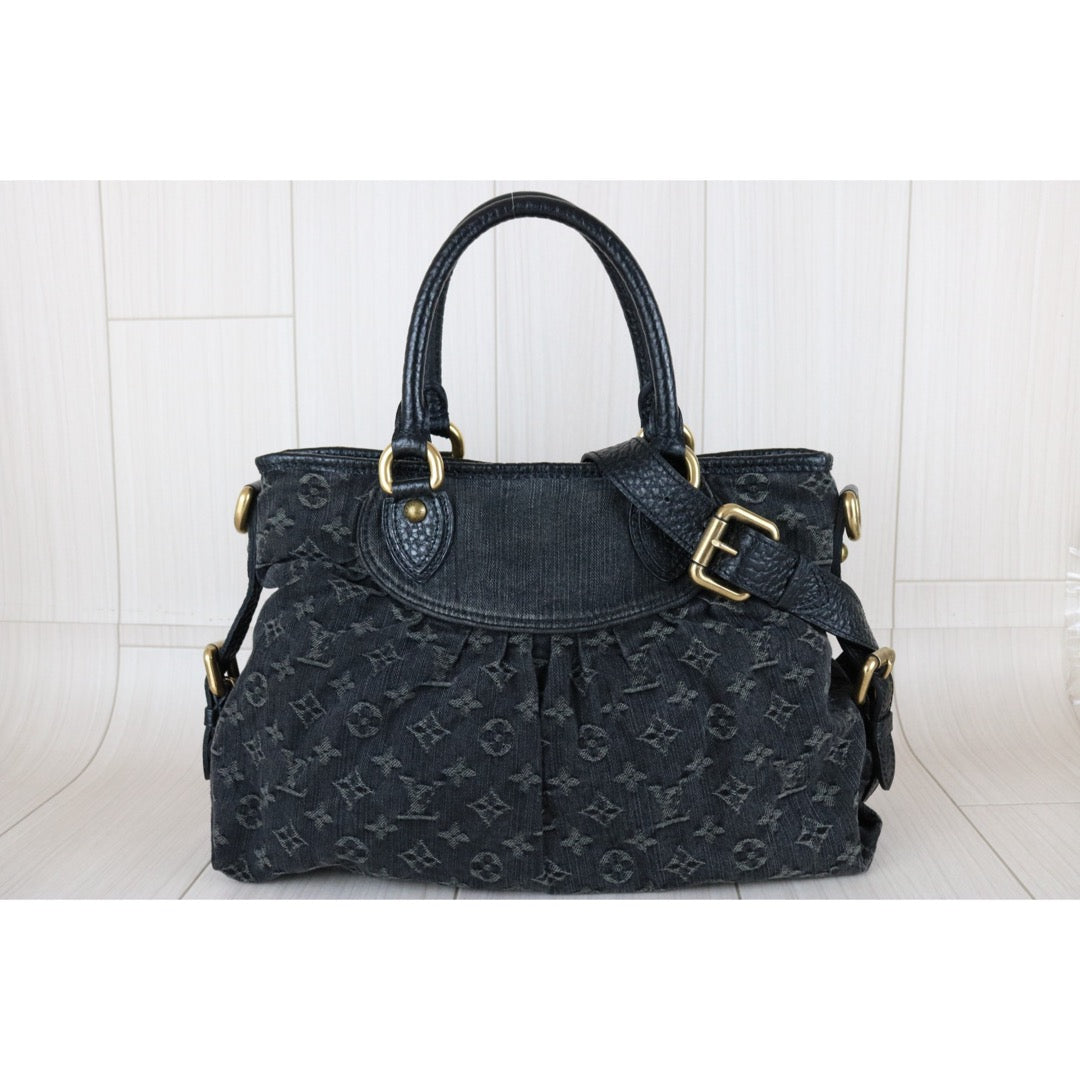 Include Entrupy Certificate of Authenticity｜Good ( Rank AB)｜ LV Denim Monogram Black 2 Way Tote Bag Shoulder Bag｜S26030603
