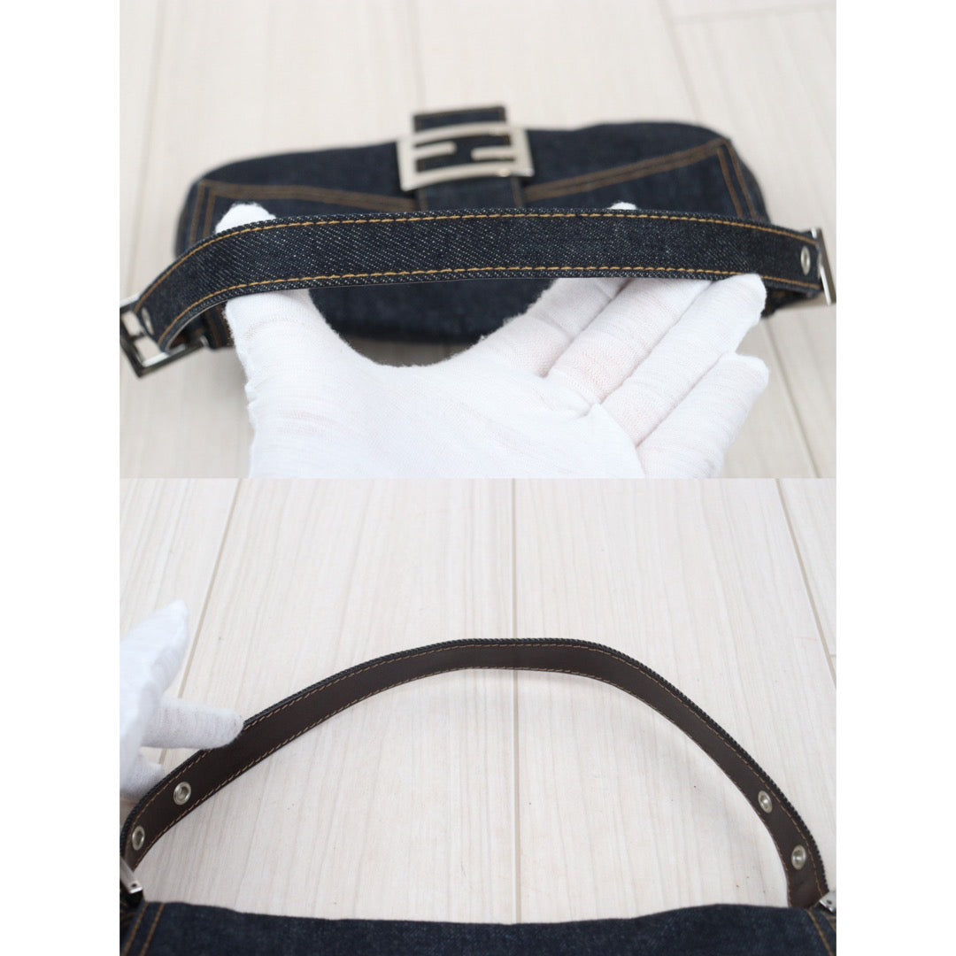 Rank AB ｜  FENDI Denim Baguette Shoulder Bag  ｜24040911