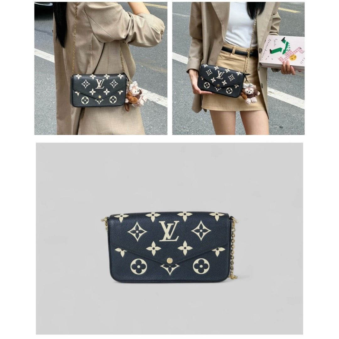 Good ( Rank AB)｜LV Monogram Pochette Felicie Shoulder Bag Black｜B25041504
