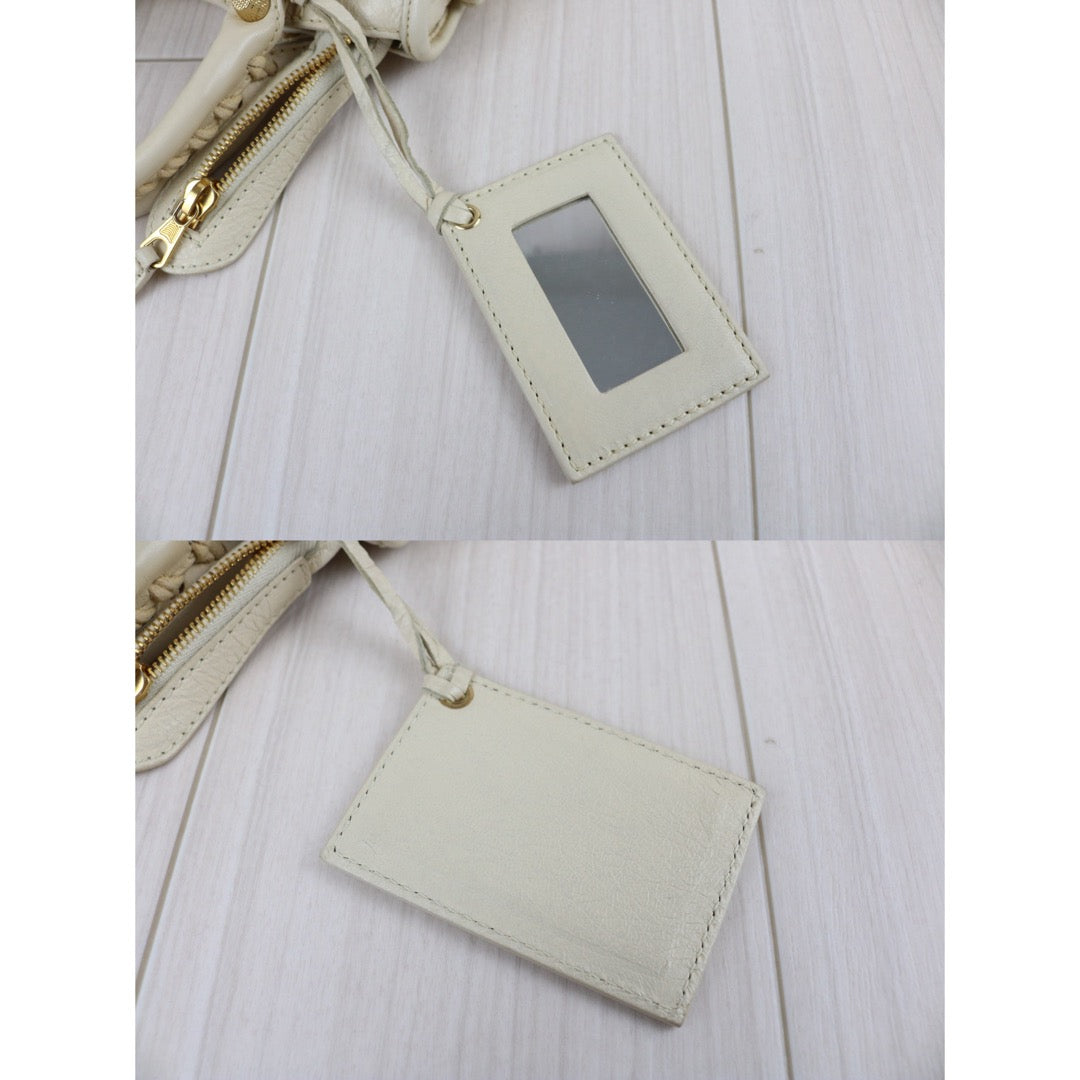 Include Entrupy Certificate of Authenticity｜Good ( Rank AB)｜Balenciaga Waxed Leather Gaint Classic City Mini Beige HandBag Shoulder Bag ｜S26060107
